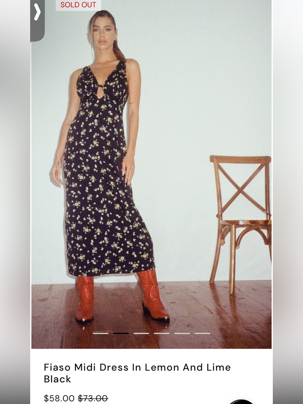 Motel Fiaso Midi Dress In Lemon And Lime Black Size M - Picture 2 of 5